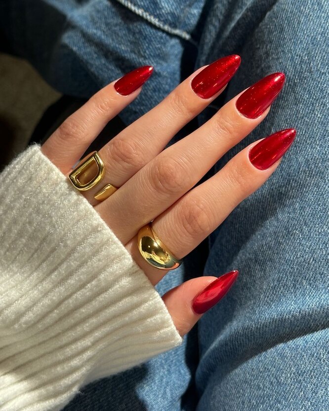 Маникюр с Золотом: Красный, Белый, Черный + ФОТО | Red nails, Trendy nails, Trendy nail design