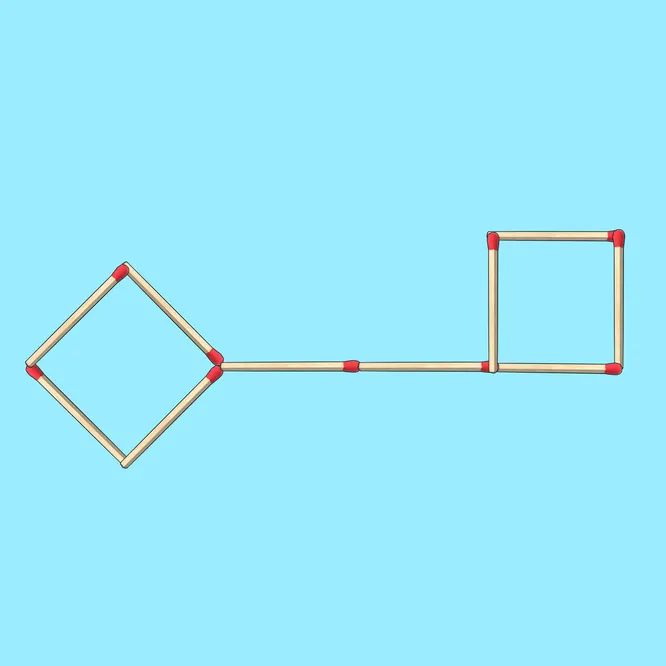Догадались, как нужно переместить 4 спички, чтобы получилось 3 квадрата?